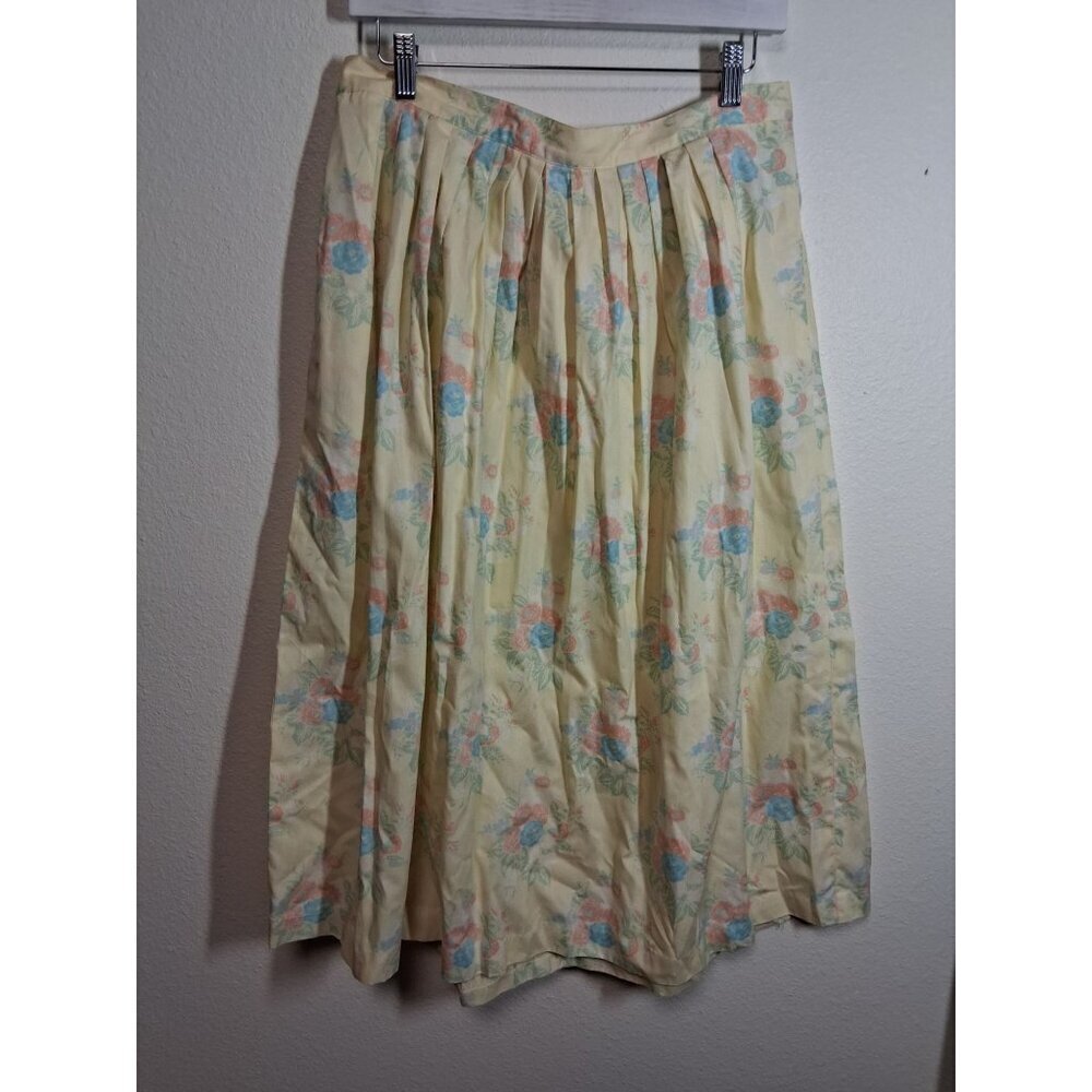 VTG Chaus Woman Cotton Skirt Fit & Flare Floral Cottage Boho Y2K Yellow Size 18W